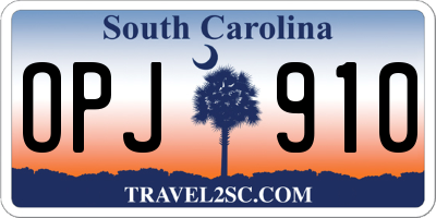 SC license plate OPJ910
