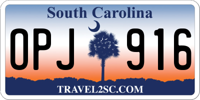 SC license plate OPJ916