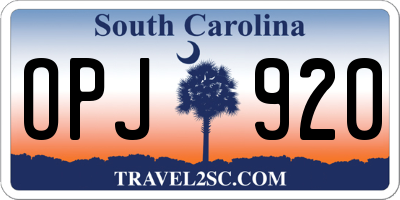 SC license plate OPJ920
