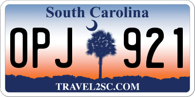 SC license plate OPJ921