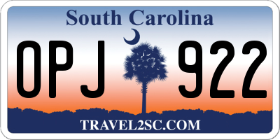 SC license plate OPJ922