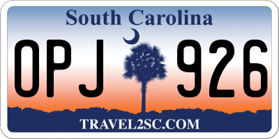 SC license plate OPJ926
