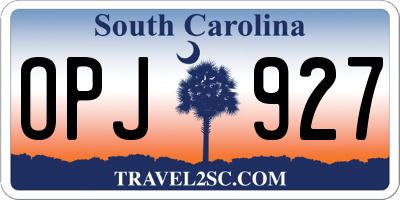 SC license plate OPJ927