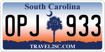 SC license plate OPJ933