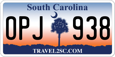 SC license plate OPJ938