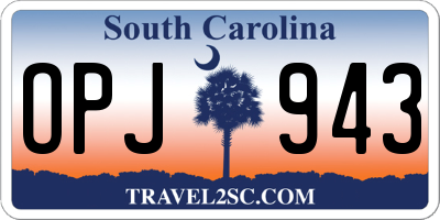 SC license plate OPJ943