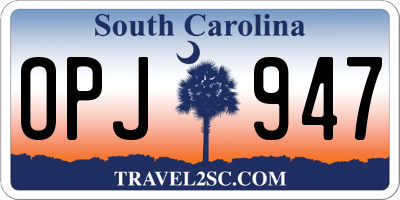 SC license plate OPJ947