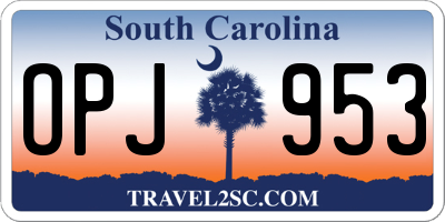 SC license plate OPJ953