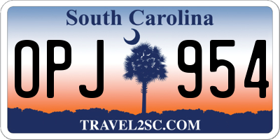 SC license plate OPJ954