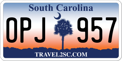 SC license plate OPJ957