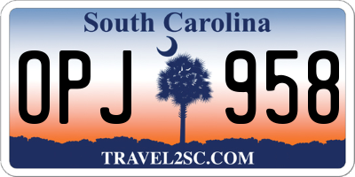 SC license plate OPJ958