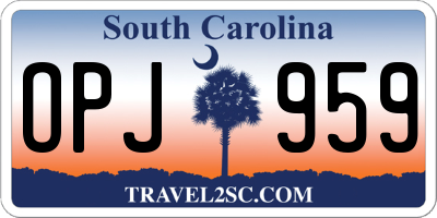 SC license plate OPJ959