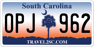 SC license plate OPJ962