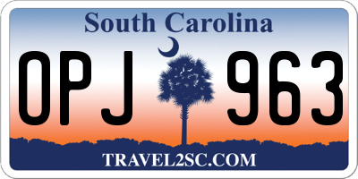 SC license plate OPJ963