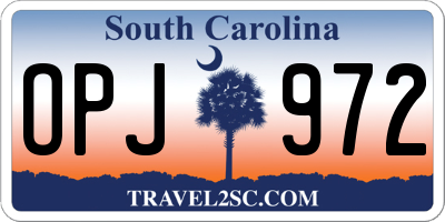 SC license plate OPJ972