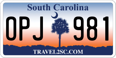 SC license plate OPJ981