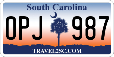 SC license plate OPJ987