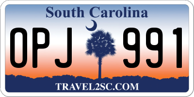 SC license plate OPJ991