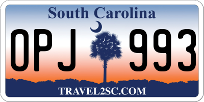 SC license plate OPJ993