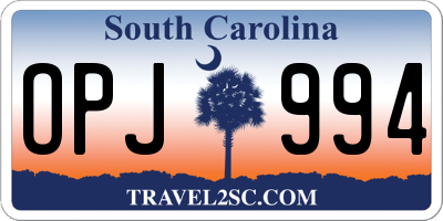 SC license plate OPJ994