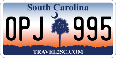 SC license plate OPJ995