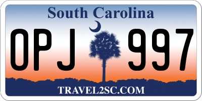 SC license plate OPJ997