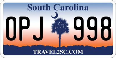 SC license plate OPJ998