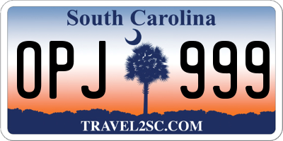 SC license plate OPJ999