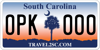 SC license plate OPK000