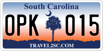 SC license plate OPK015