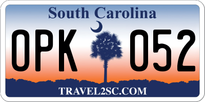 SC license plate OPK052