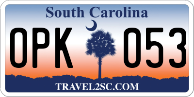 SC license plate OPK053