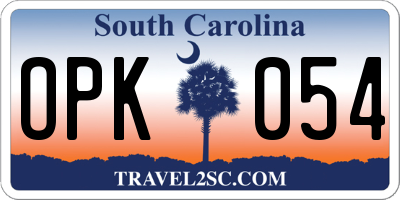 SC license plate OPK054