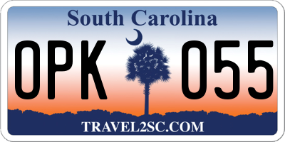 SC license plate OPK055
