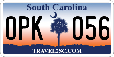 SC license plate OPK056