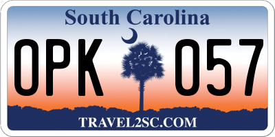 SC license plate OPK057