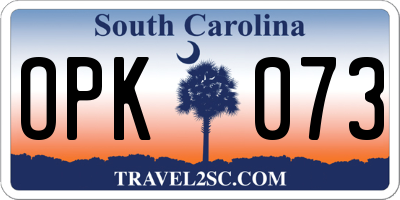 SC license plate OPK073