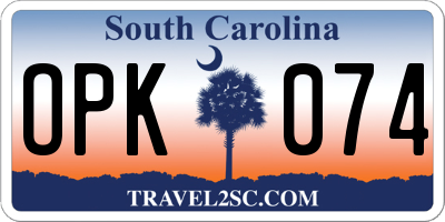 SC license plate OPK074