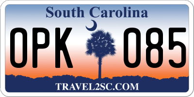 SC license plate OPK085