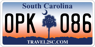 SC license plate OPK086
