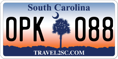 SC license plate OPK088