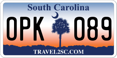 SC license plate OPK089
