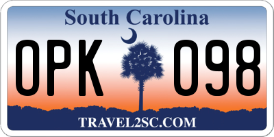 SC license plate OPK098