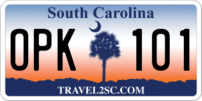SC license plate OPK101