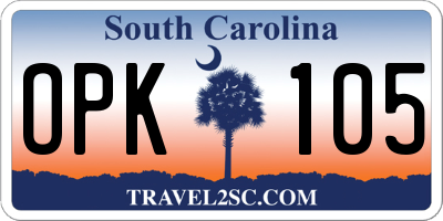 SC license plate OPK105