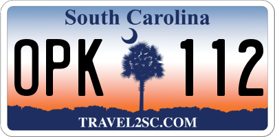 SC license plate OPK112