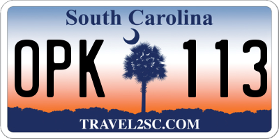 SC license plate OPK113