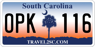 SC license plate OPK116