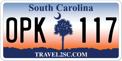 SC license plate OPK117
