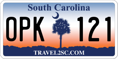 SC license plate OPK121
